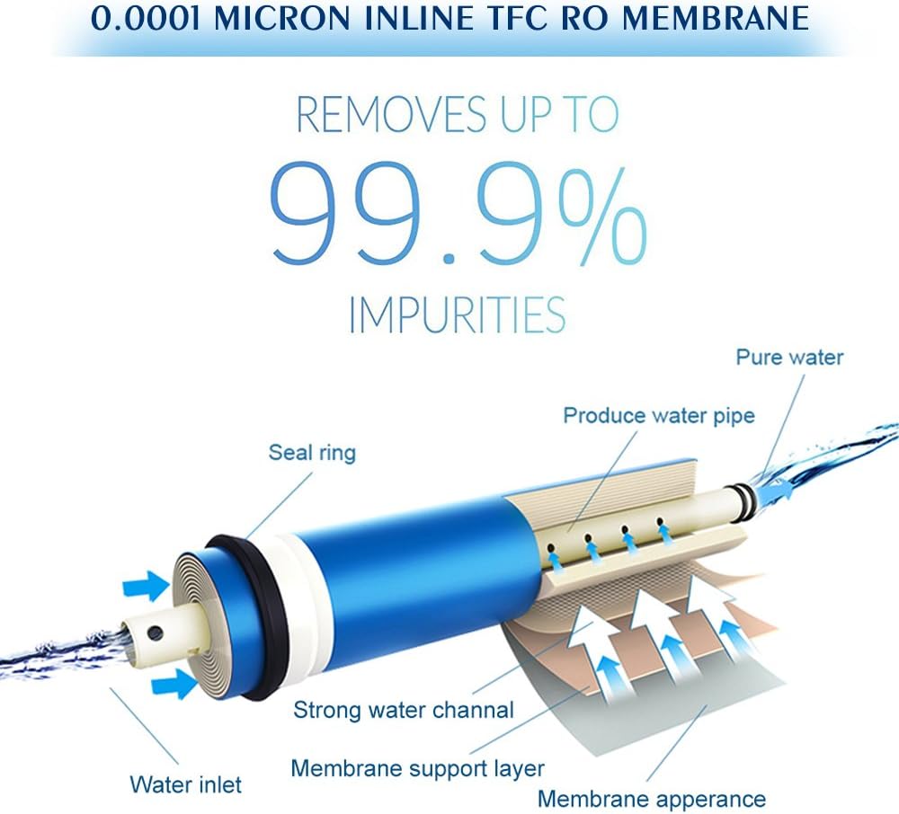 FS-TFC 5-Stage Reverse Osmosis Water Filtration System 100GPD Fast Flow Plus Extra 4 Filter for Free (FS-RO-100G-A)